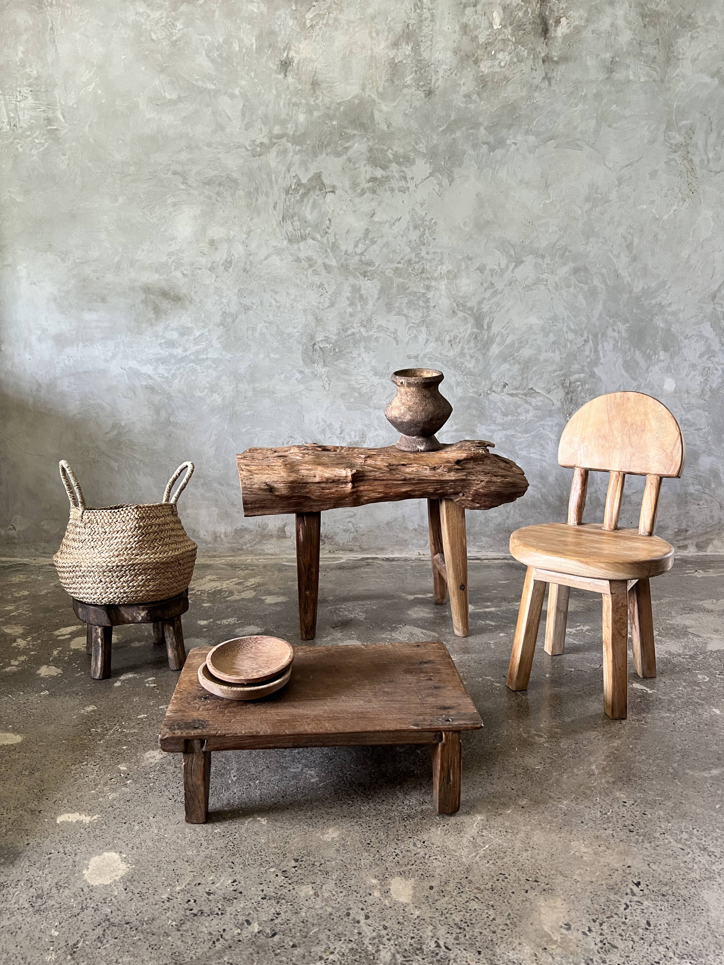 Small child's chair in natural blond teak back with three bars