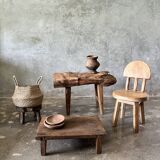 Small child's chair in natural blond teak back with three bars