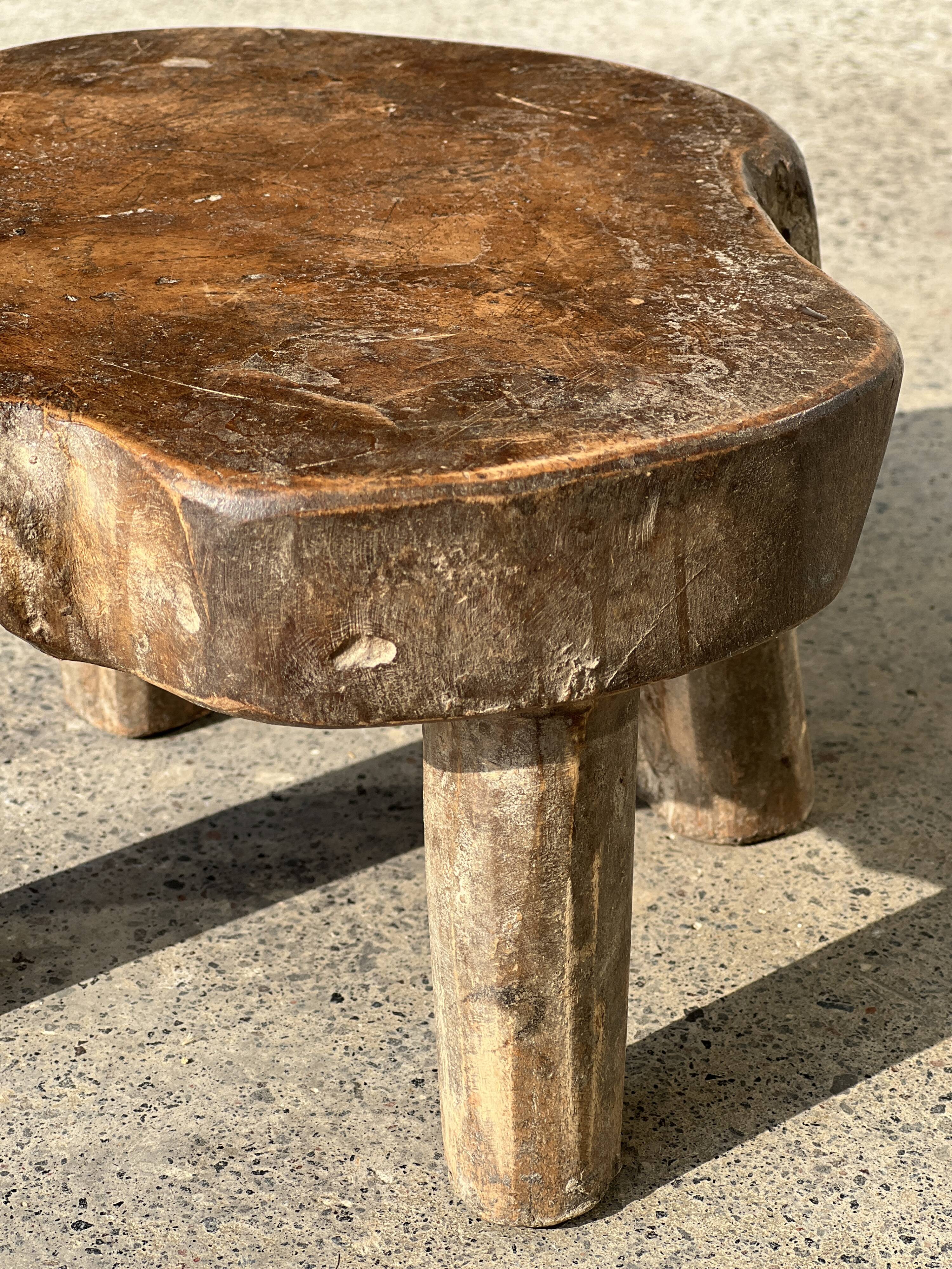 Mini low stool in upcycled old Asian teak H15 D24