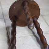 Tripod stool in turned wood in the style of Charles Dudouyt, 1950