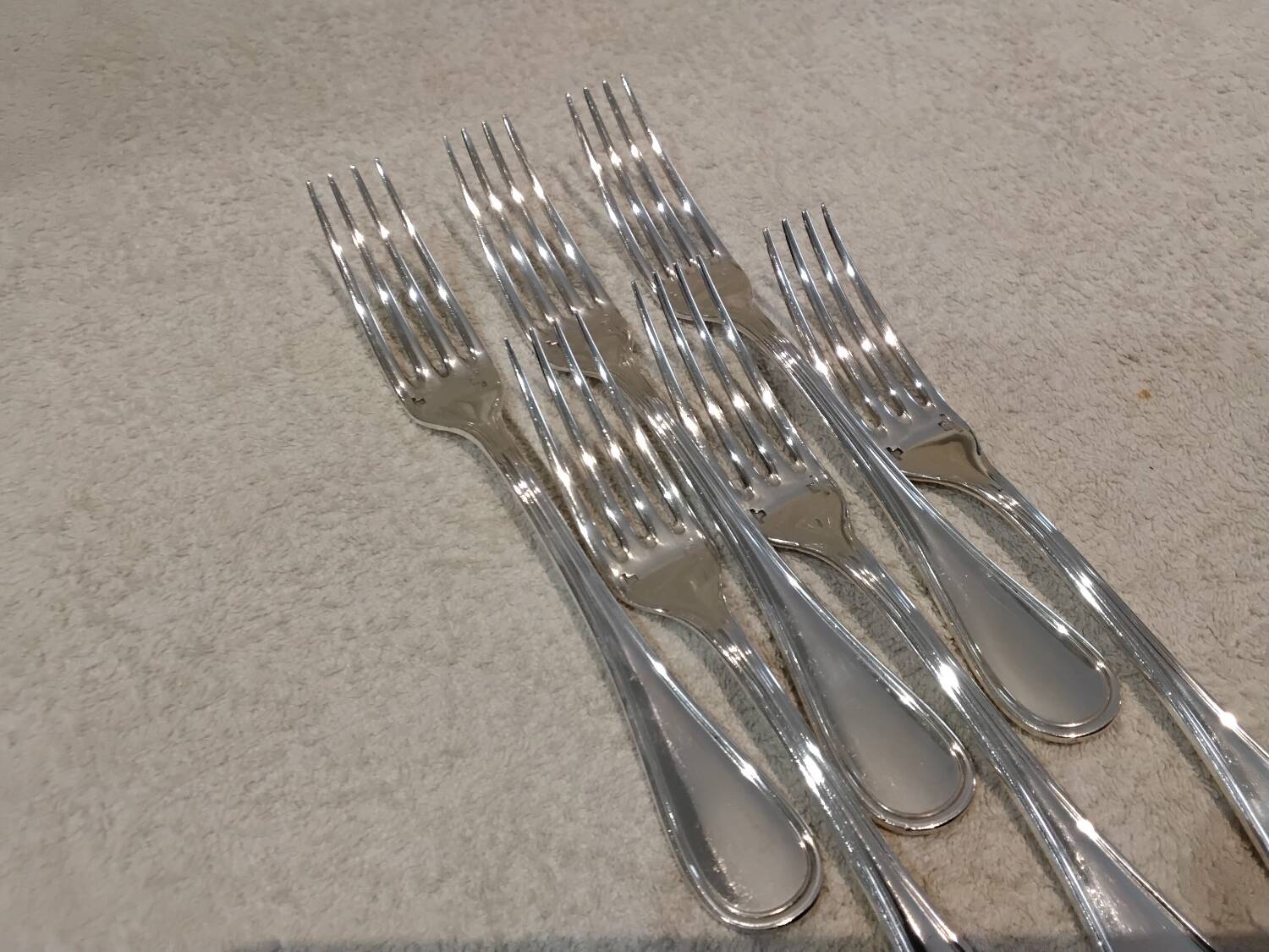 6 silver-plated metal table forks by Christofle silversmiths, Albi pattern