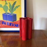 Franco Bettonica, Space age rare red ceramic vase, Gabbianelli Italy ca. 19