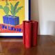 Franco Bettonica, Space age rare red ceramic vase, Gabbianelli Italy ca. 19