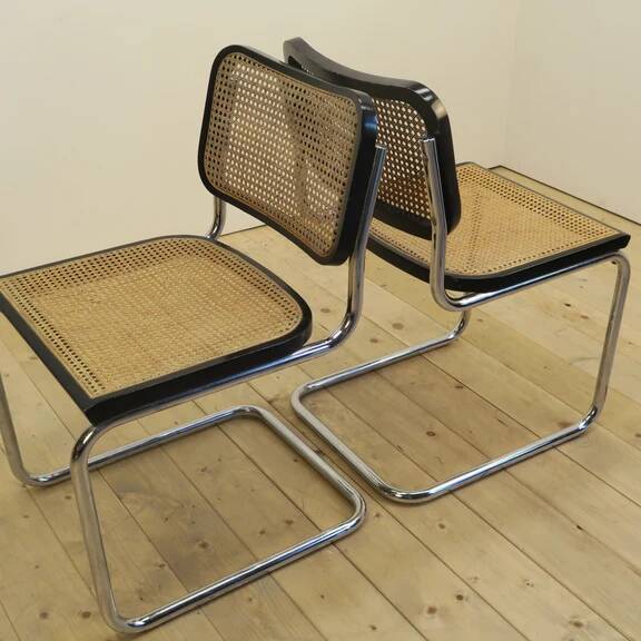 Set of 4 black rattan and metal chairs, Denmark 1960.