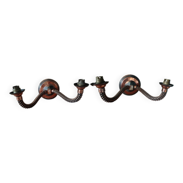 Pair of Vintage Articulated Wall Lights – Copper & Metal | Art Deco / Industrial Style