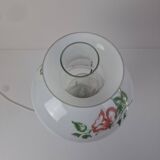 Mid-century Czech cast iron glass lamp vintage floral shade home lighting