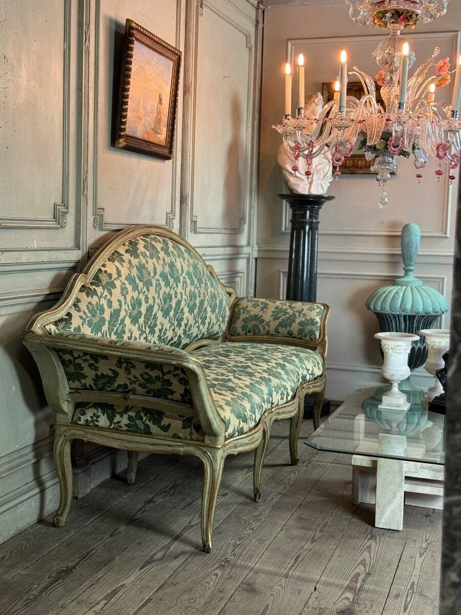 Painted and gilded wooden bench, Venice, 18th century