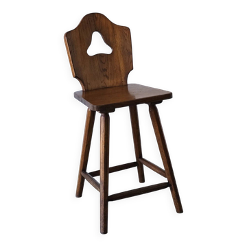 Chaise de bar brutaliste en chêne, Allemagne années 1950
