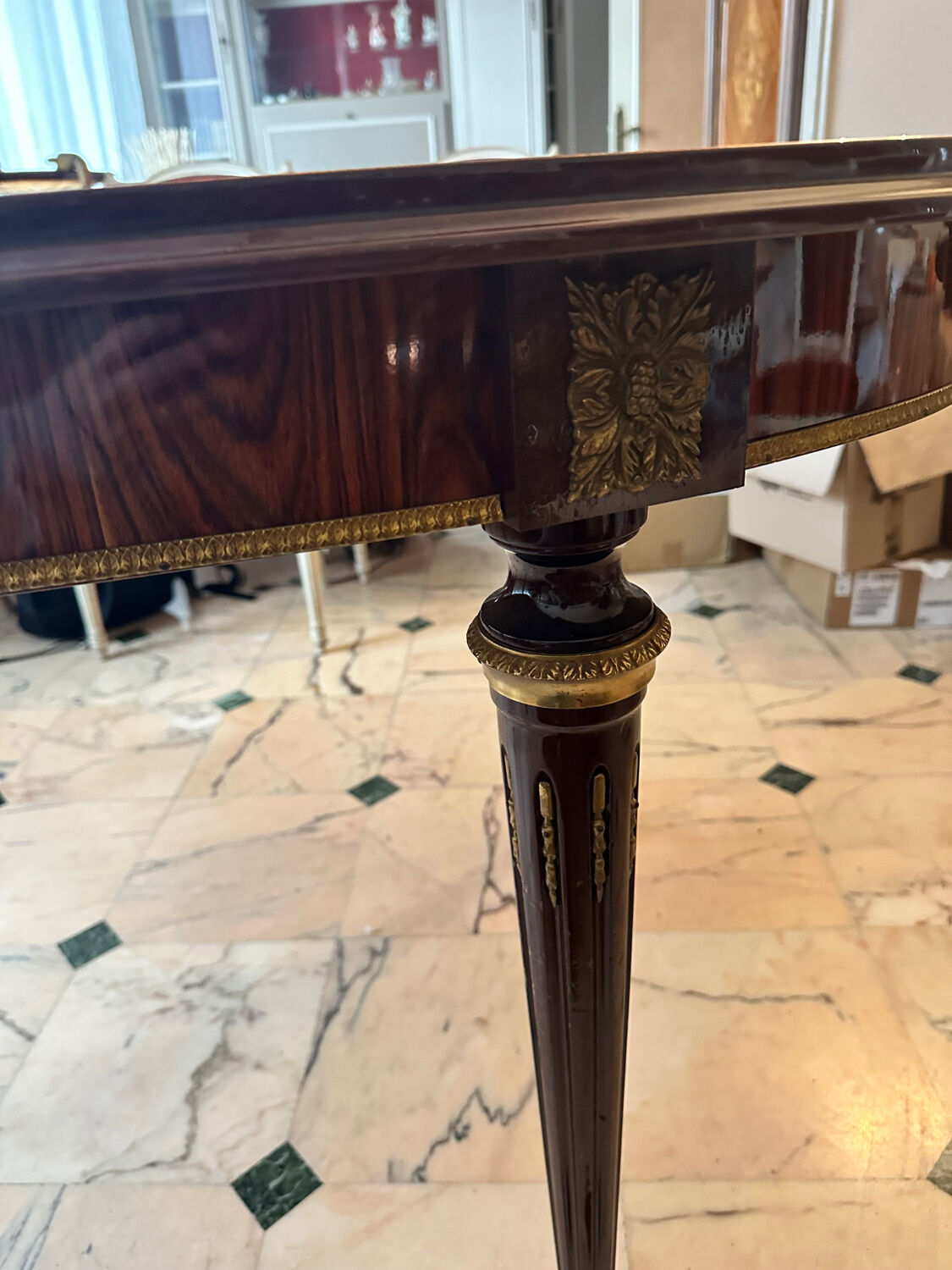 Louis XVI style oval marquetry table – 1.70 m