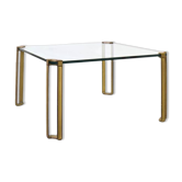 Hollywood Regency Brass and Glass Coffee Table by Peter Ghyczy, 1970s.