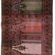 Vintage carpet Uzbek Bukhara handmade 63cm x 98cm 1950s