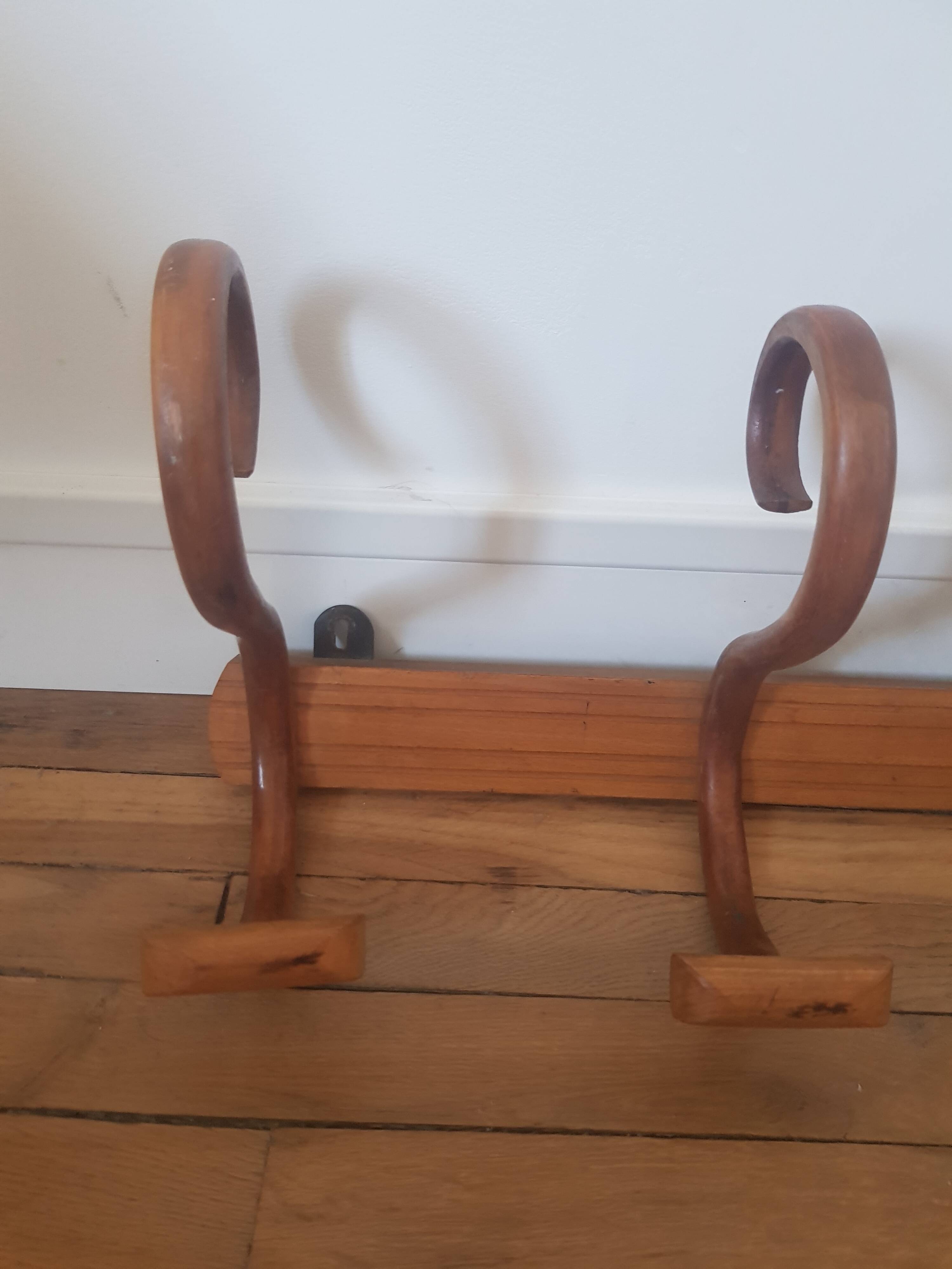 Wooden wall coat rack