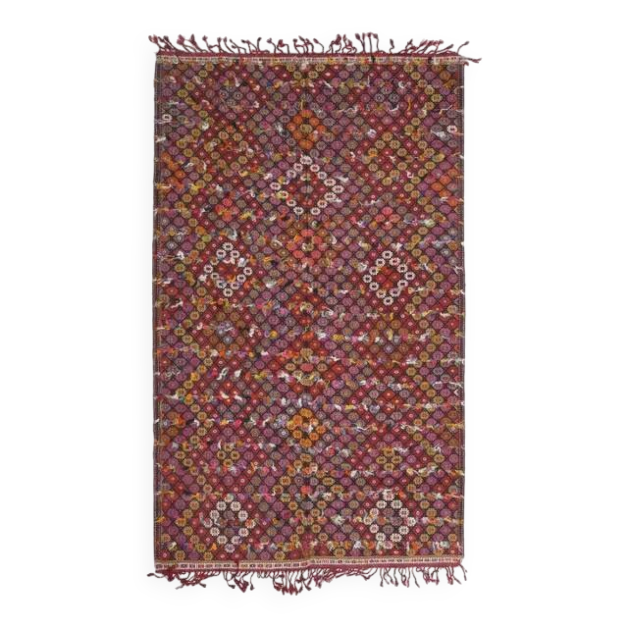 1970s Vintage Turkish Oushak Handmade Wool Cotton Red Area Rug 182x288