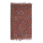 Tapis turc Oushak fait main en laine et coton rouge 182x288 des années 1970