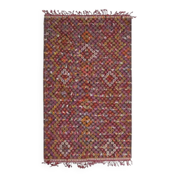 1970s Vintage Turkish Oushak Handmade Wool Cotton Red Area Rug 182x288