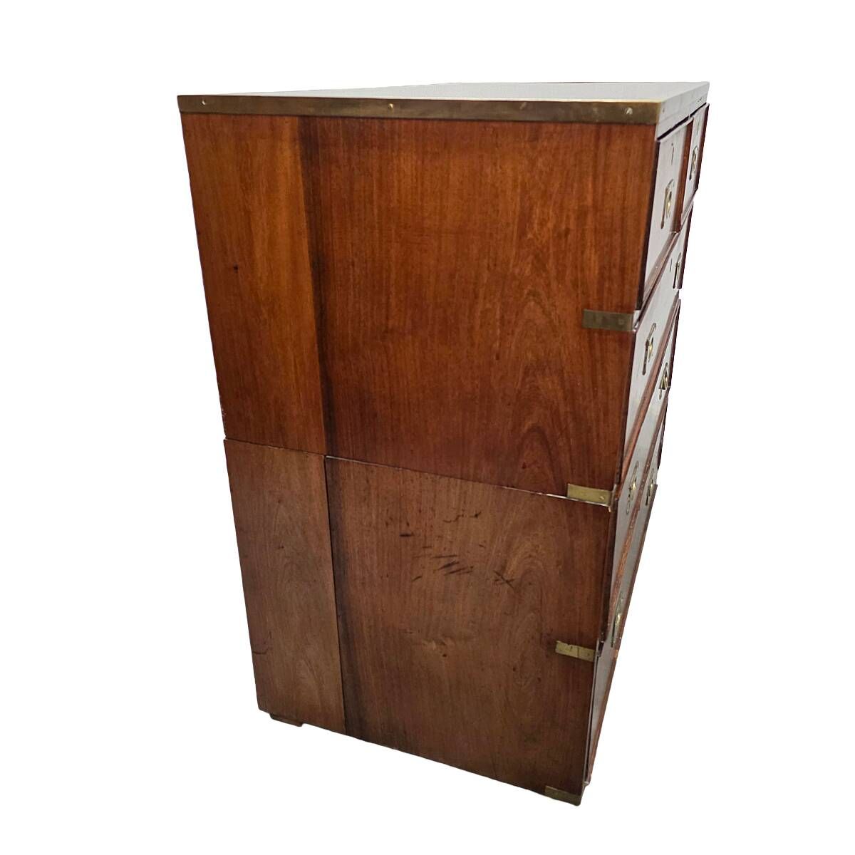 Antique English Mahogany Campaign Chest Of Drawers, 1820/30s