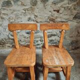 Pair of Canadian Brutalist Pine Chairs – Rustic Design from the 1970s
