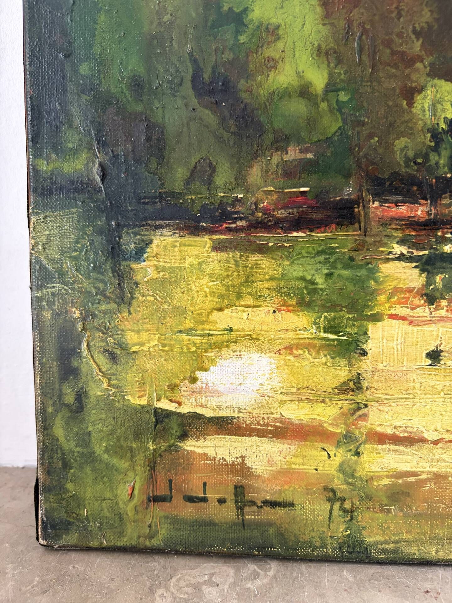 Reflets d’automne, huile sur toile signée 1974