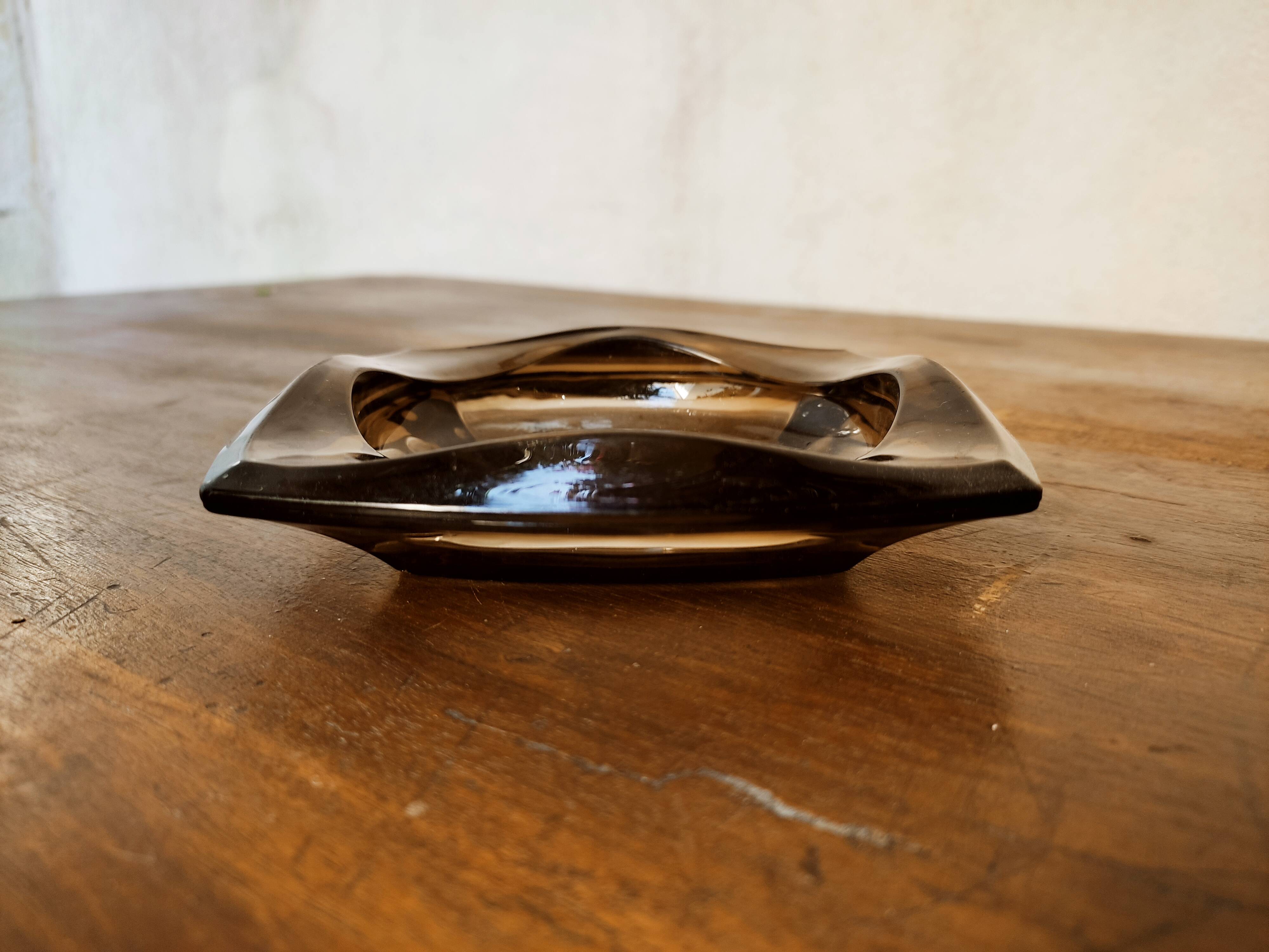 Smoked glass ashtray