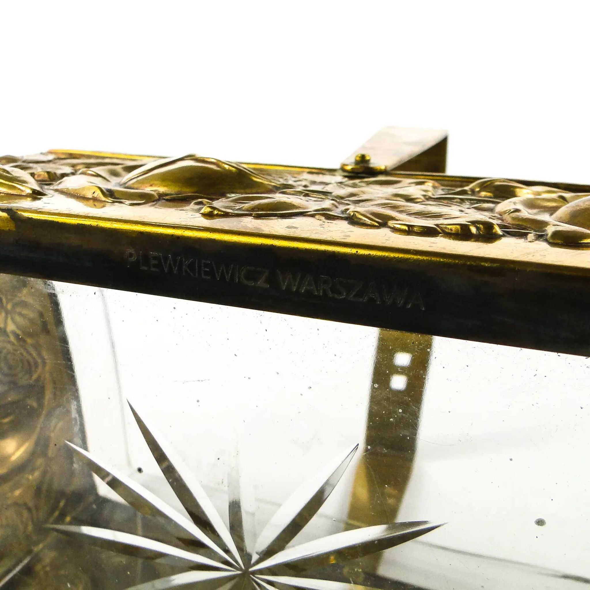 Art Deco nut and fruit basket, brass, crystal, Germany, 1930s