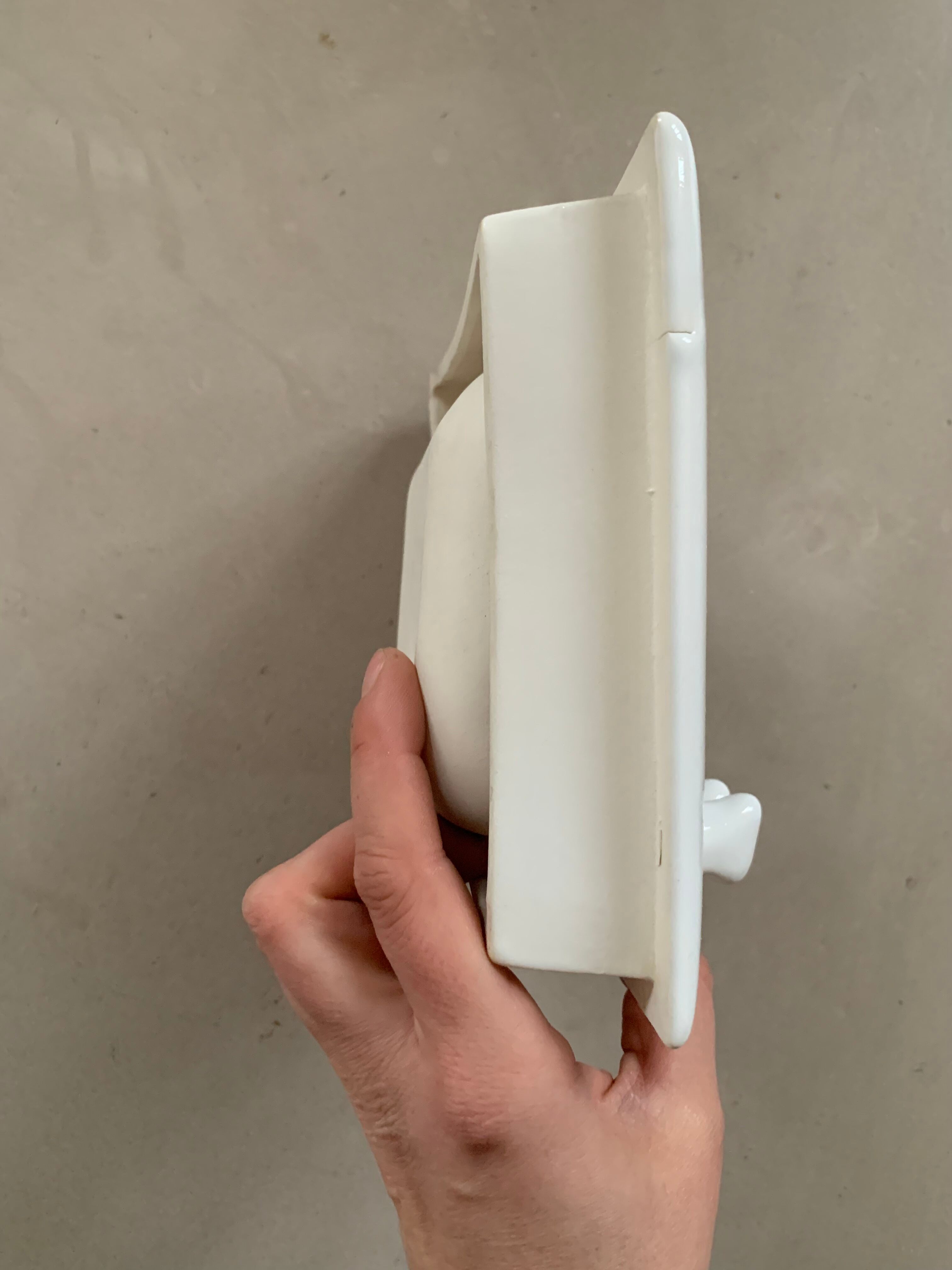 Old wall mounted soap dish to recess