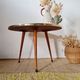Vintage tripod side table, marquetry diamond-pattern top.