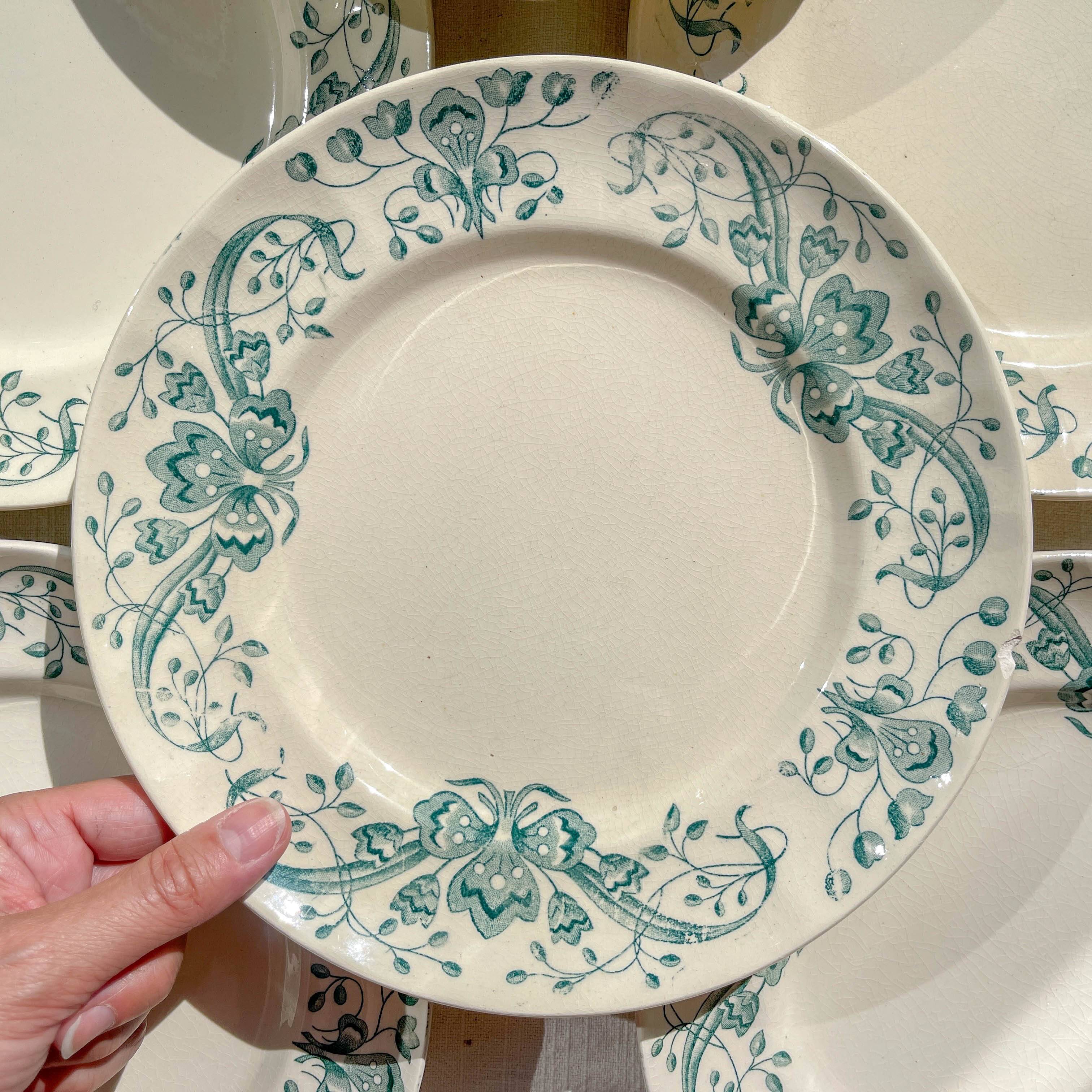 Lot of 8 Small Antique Iron Earth Plates "Figuig" Longchamp 19th Century