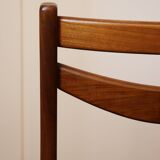 4 Scandinavian chairs in wood and faux leather, 1970.