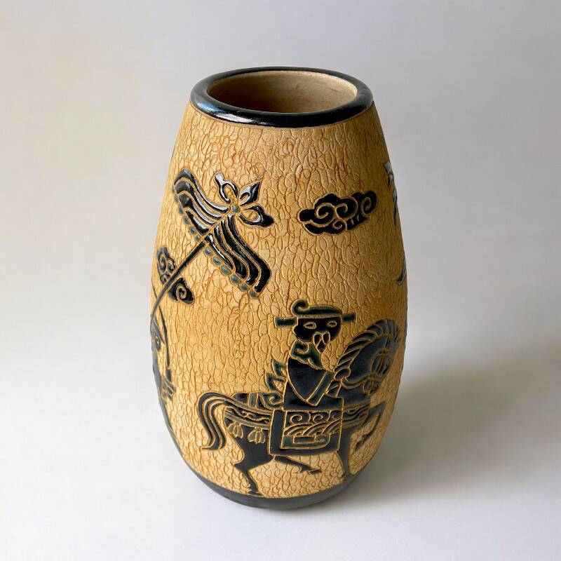 Vintage ceramic art studio vase Dona Saigon Vietnam 1970s