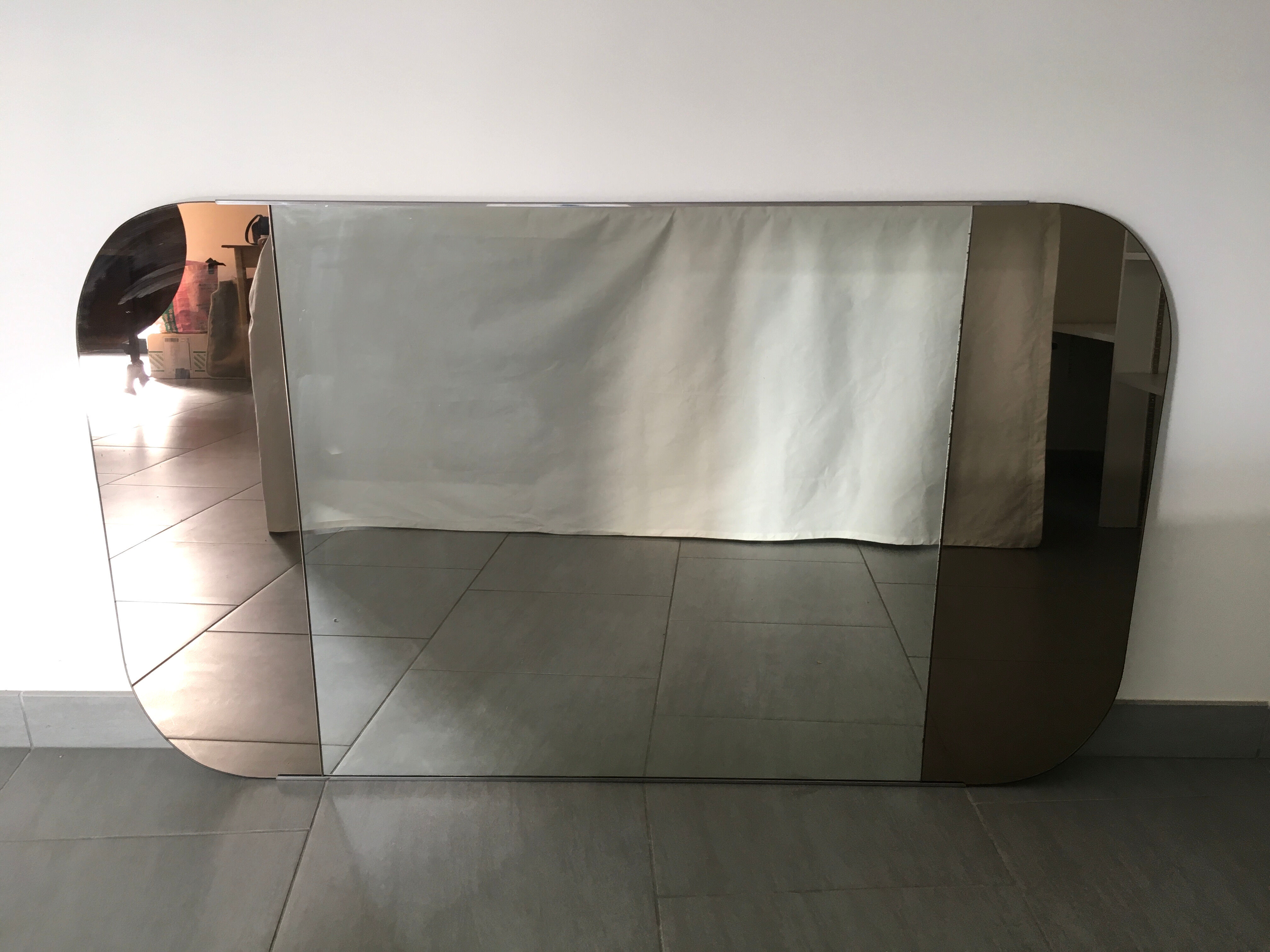 Triptych mirror in smoked glass 140x80cm