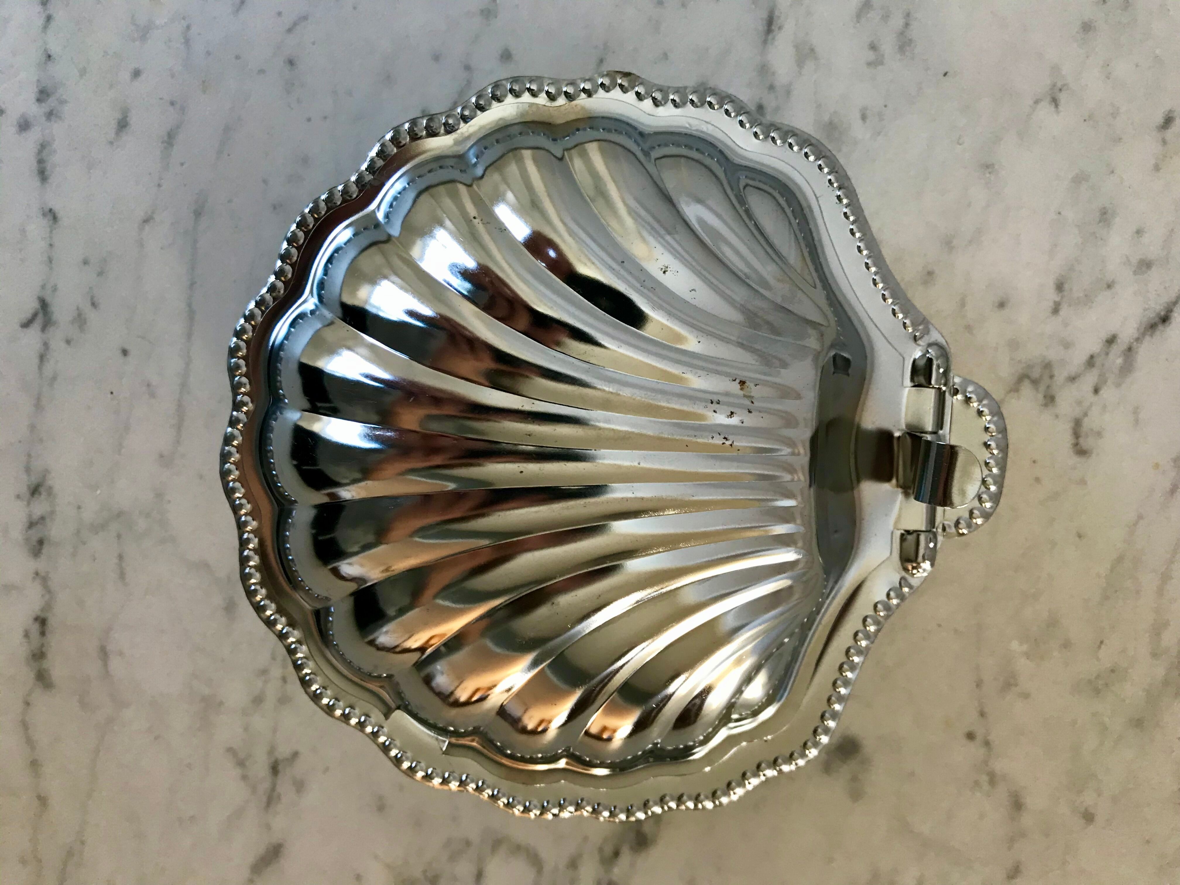Pocket tray shell silver metal 60s-70s
