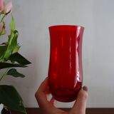 6 verres à eau verre soufflé vintage rouge rubis 1960