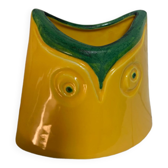 Owl vase Dieulefit signed vintage
