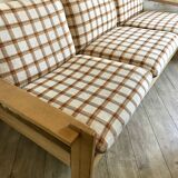 Vintage brutalist sofa in solid oak circa 1980