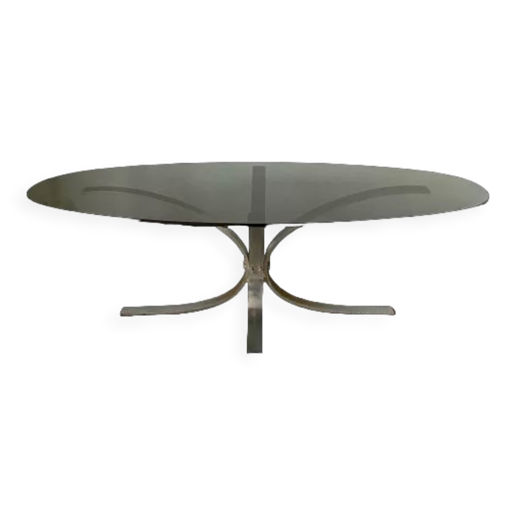 Design coffee table in metal and smoked glass 70s