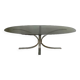 70s design coffee table in metal and smoked glass