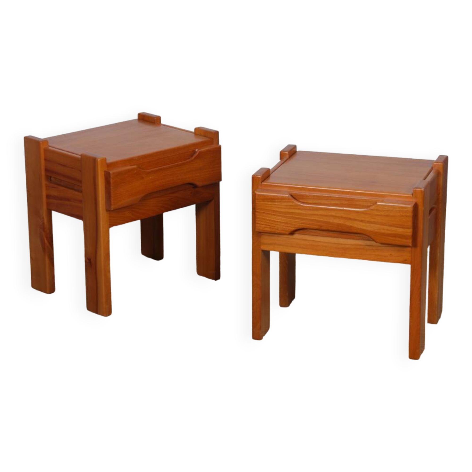 Pair of elm bedside tables for Maison Regain, 1970