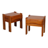 Pair of elm bedside tables for Maison Regain, 1970