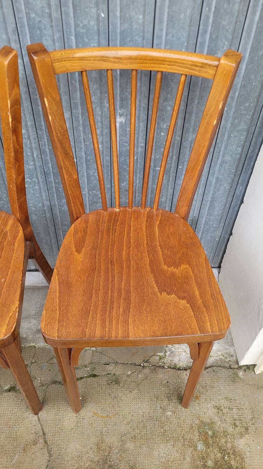 Set of 5 antique signed Baumann bistro chairs