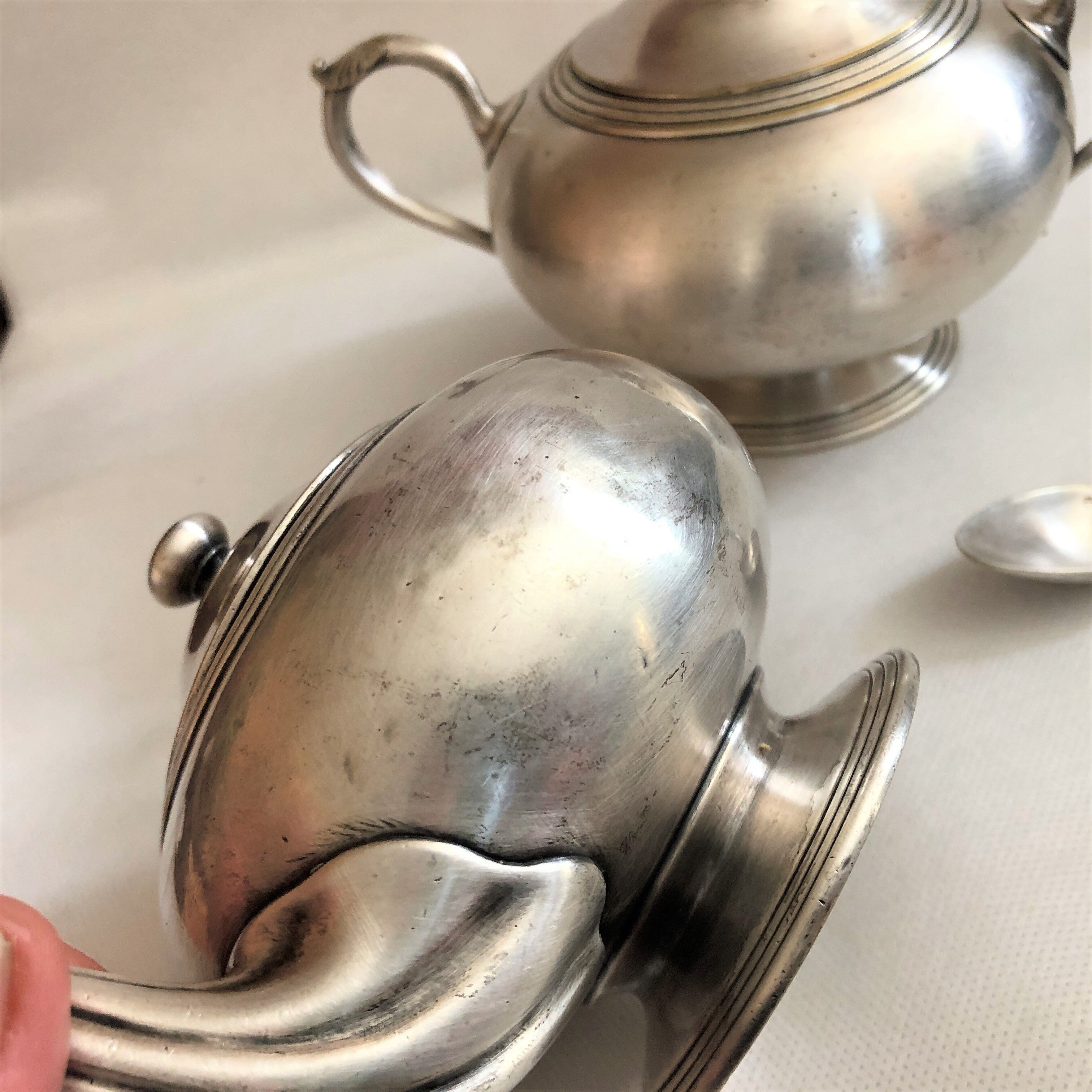 Vintage Buenos Aires silver metal coffee tea set with hallmarks