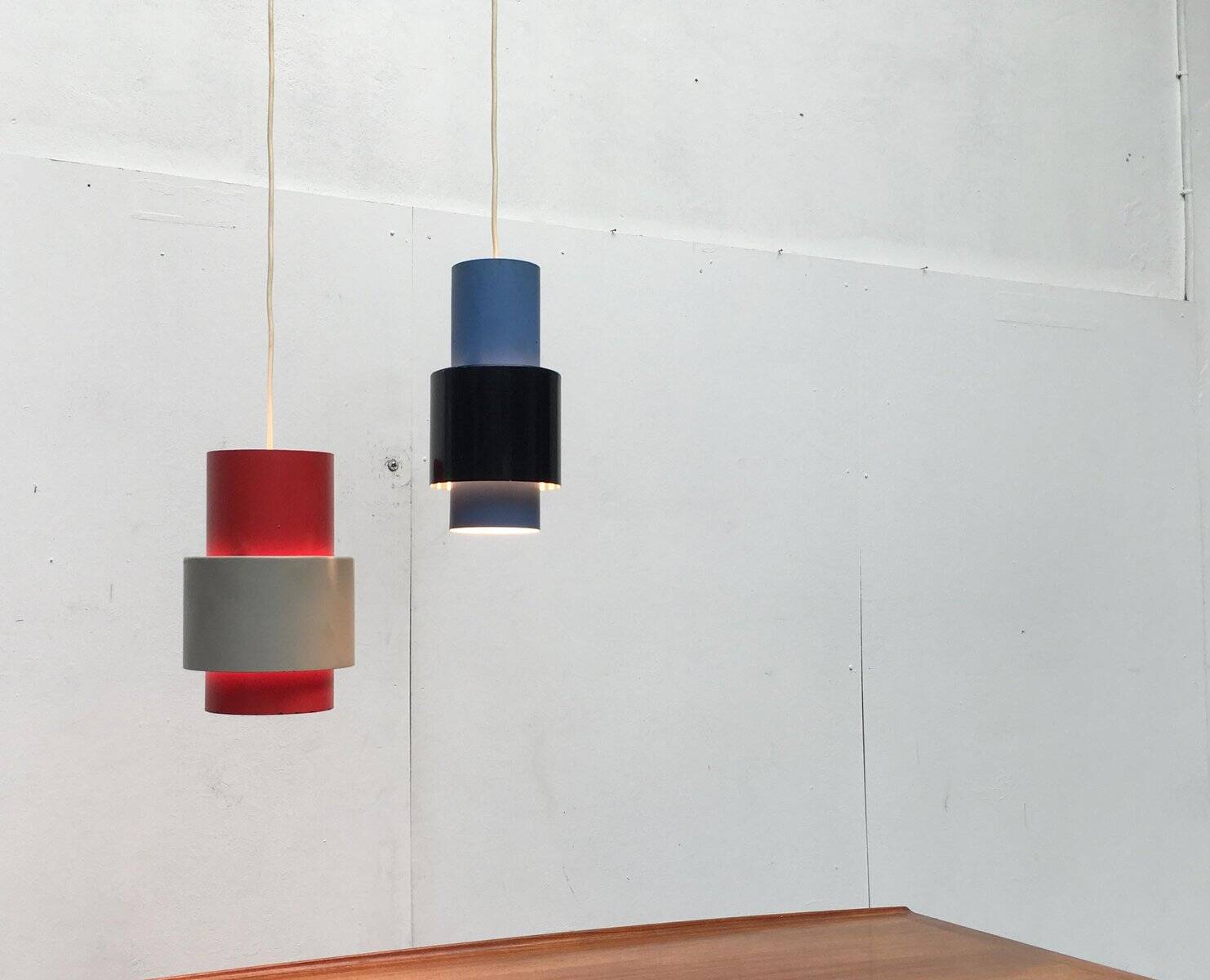 Mid-century metal pendant lights, set of 2