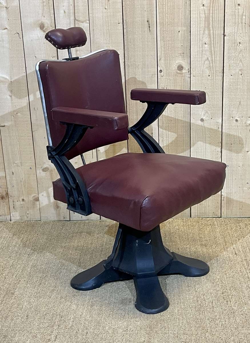 1950s hairdresser's chair covered with skaï - slightly reclining backrest