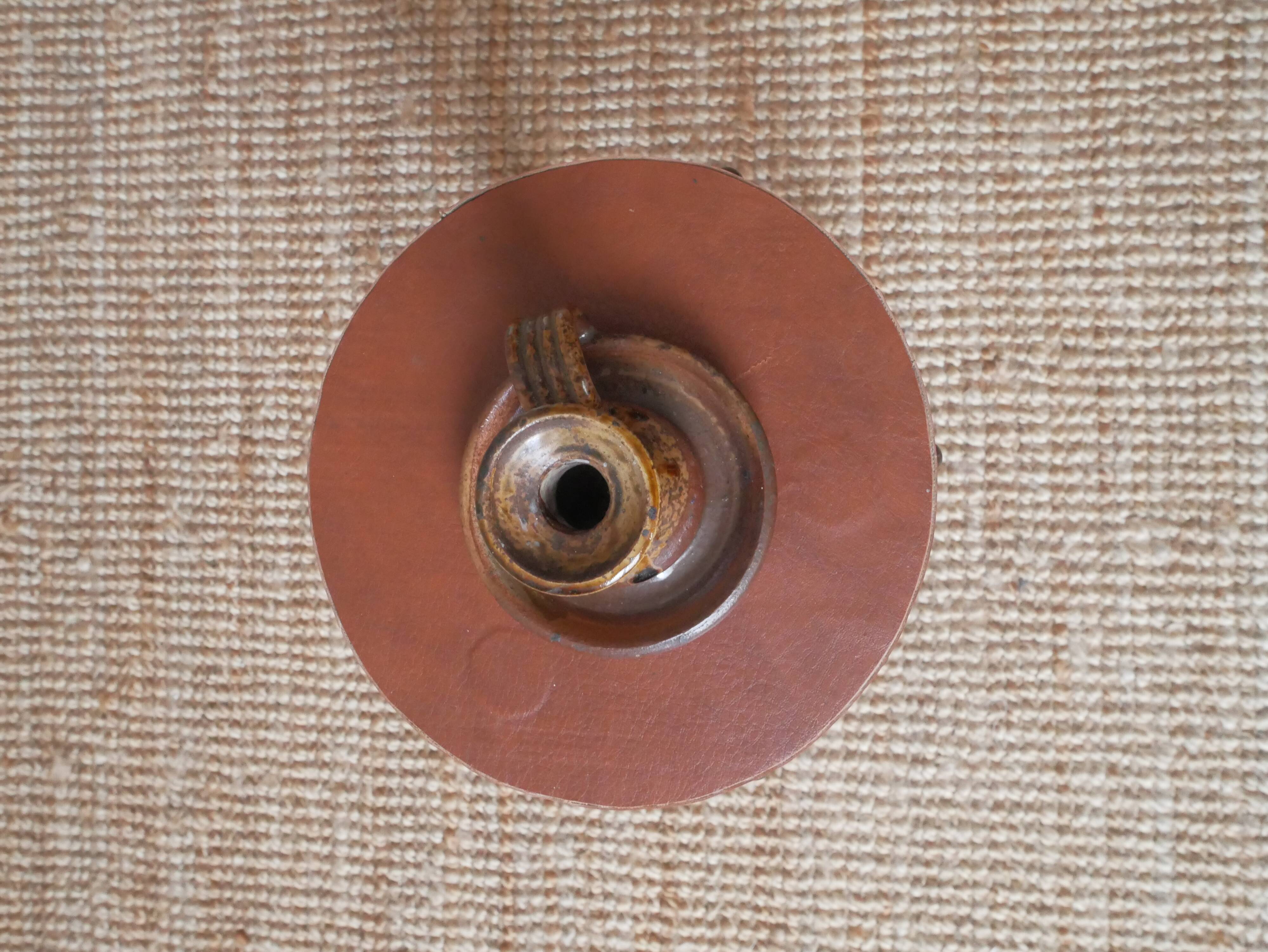 Ceramic candle holder vintage stoneware handmade pottery Scandinavian country style decoration