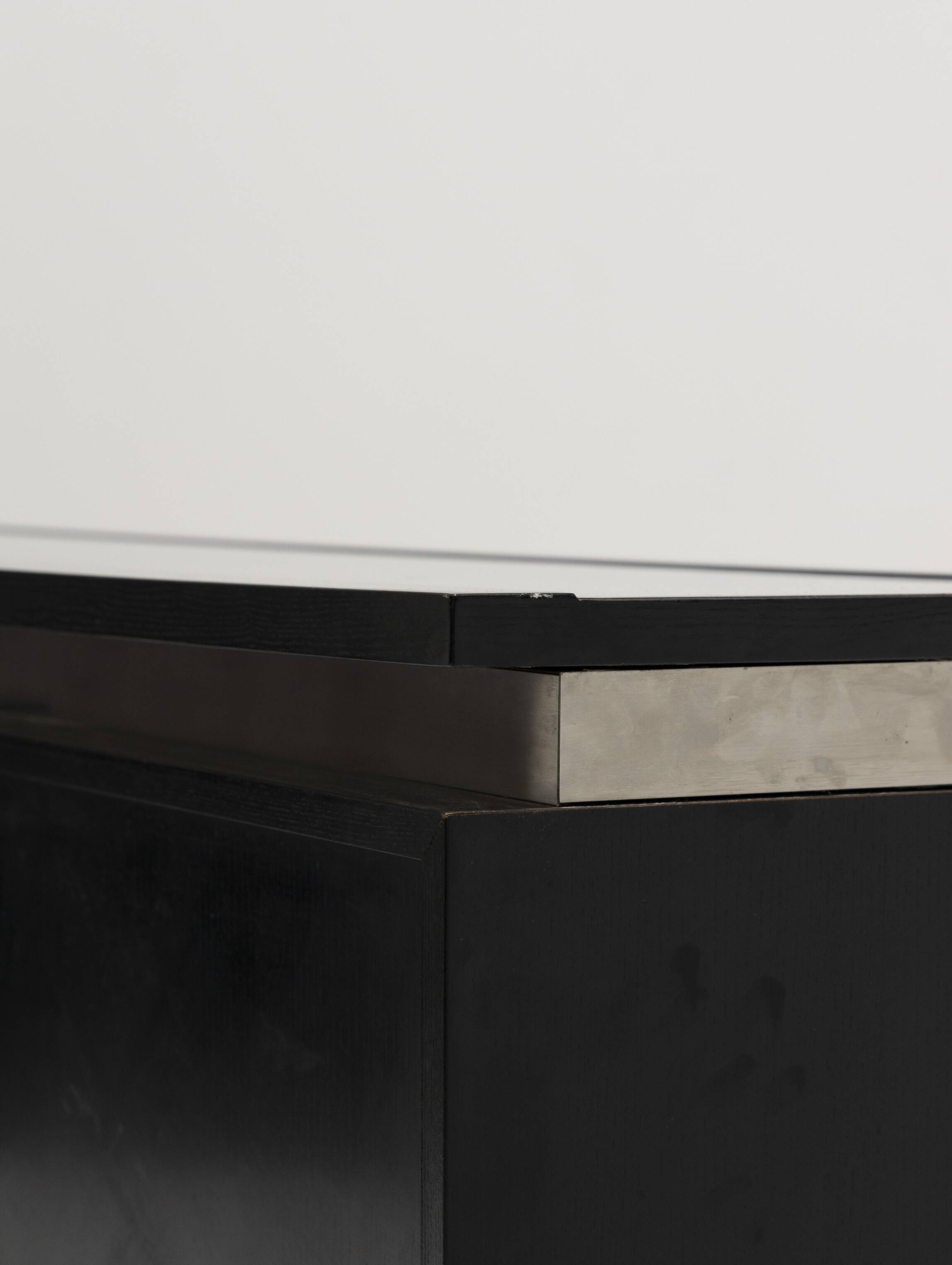 Brushed steel sideboard, lodovico acerbis, 1970s