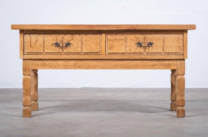 Oak Hall Piece with Tiles by Henning Kjærnulf, Denmark, 1960s