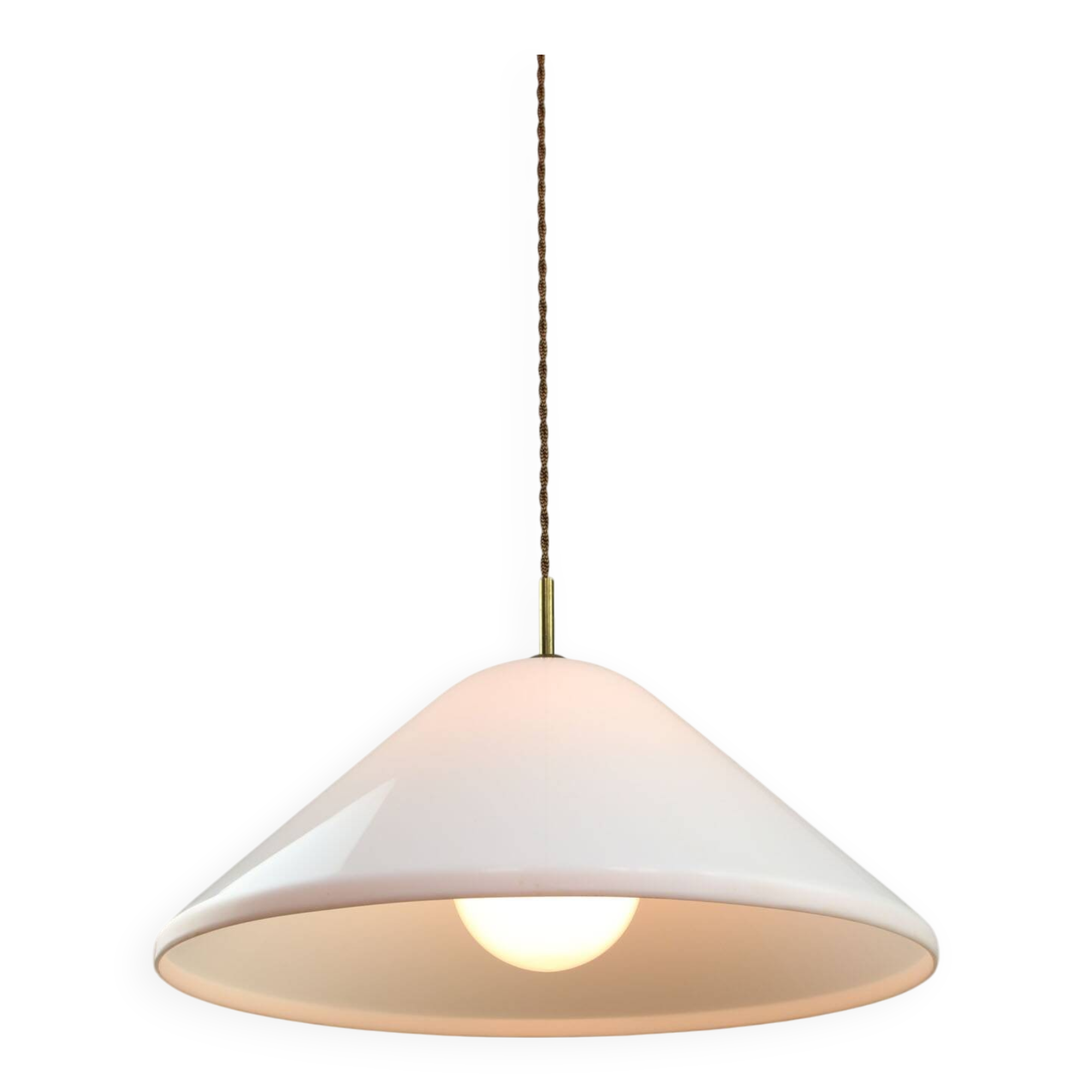 Elpis Pendant by Luigi Massoni for Guzzini in Plexiglass & Brass, 1970s