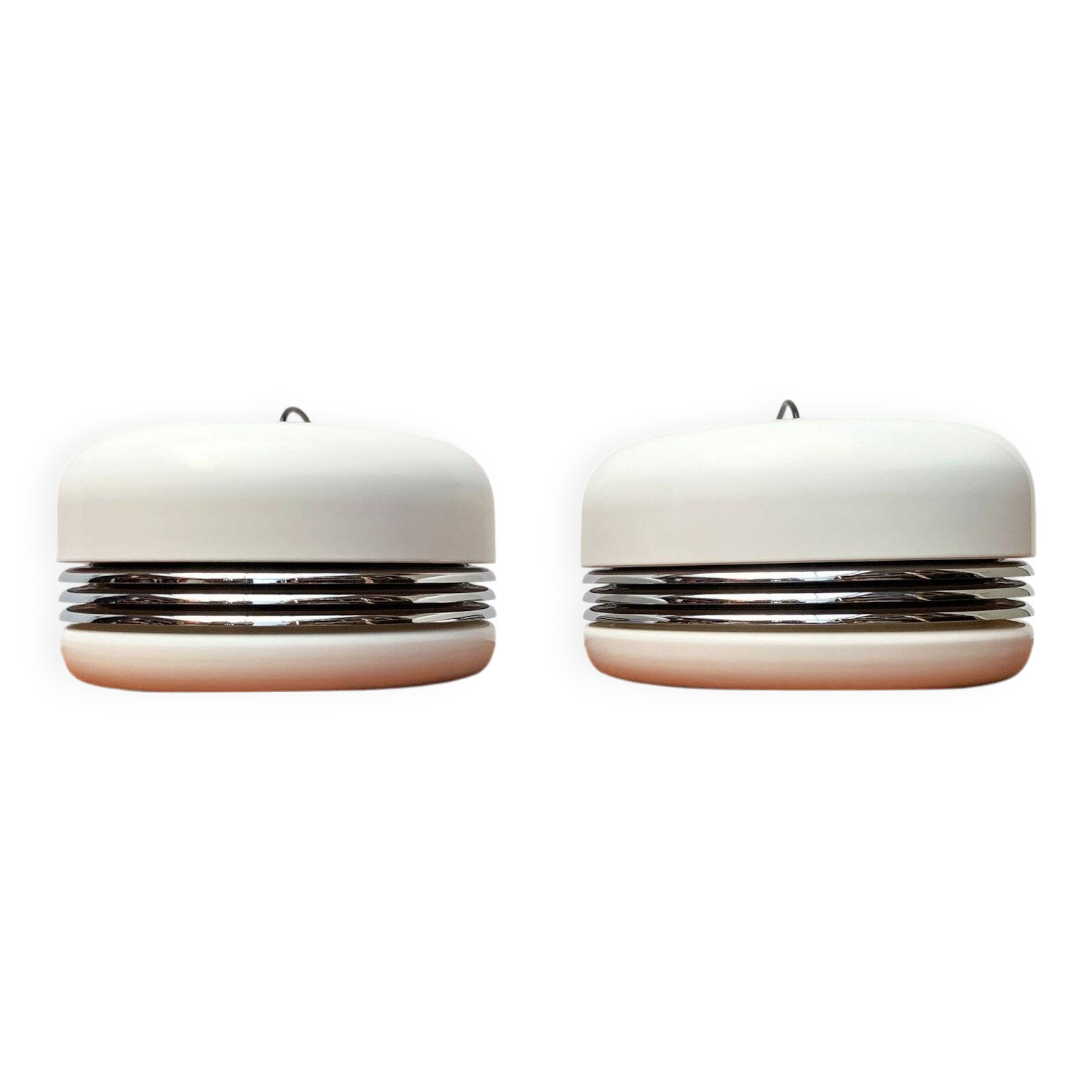 Vintage German pendant lamp model 5526 in Space Age style by Alfred Kalthoff for Staff Leuchten, 1970s, set of 2.