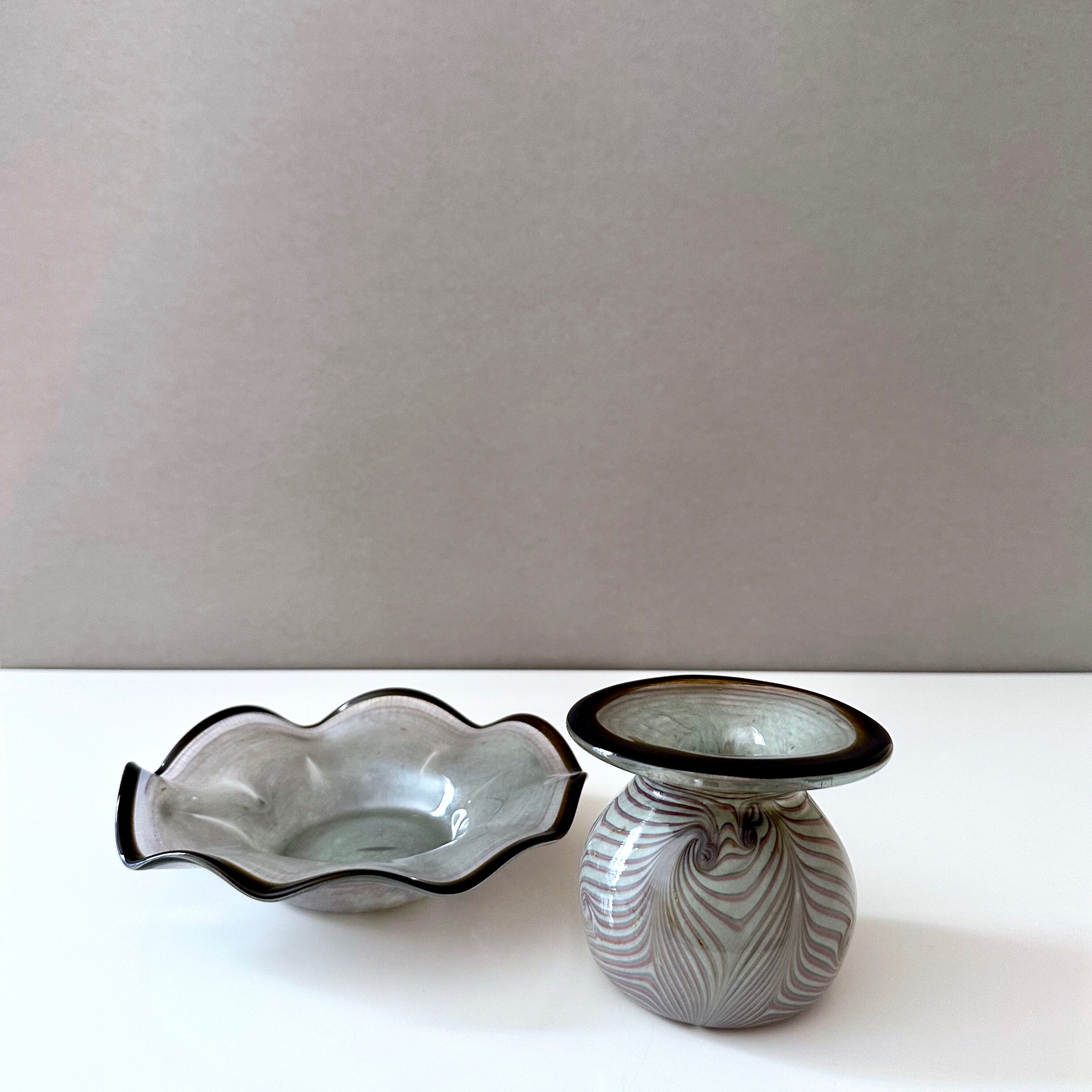 Vase & bol Erwin Eisch Selection, années 80, Studio Glass