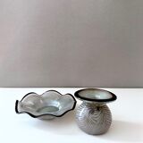Erwin Eisch Selection, Vase and Bowl, 80's, Studio Glass