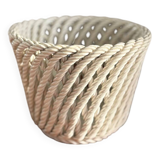 white openwork woven ceramic planter - elegant plant pot